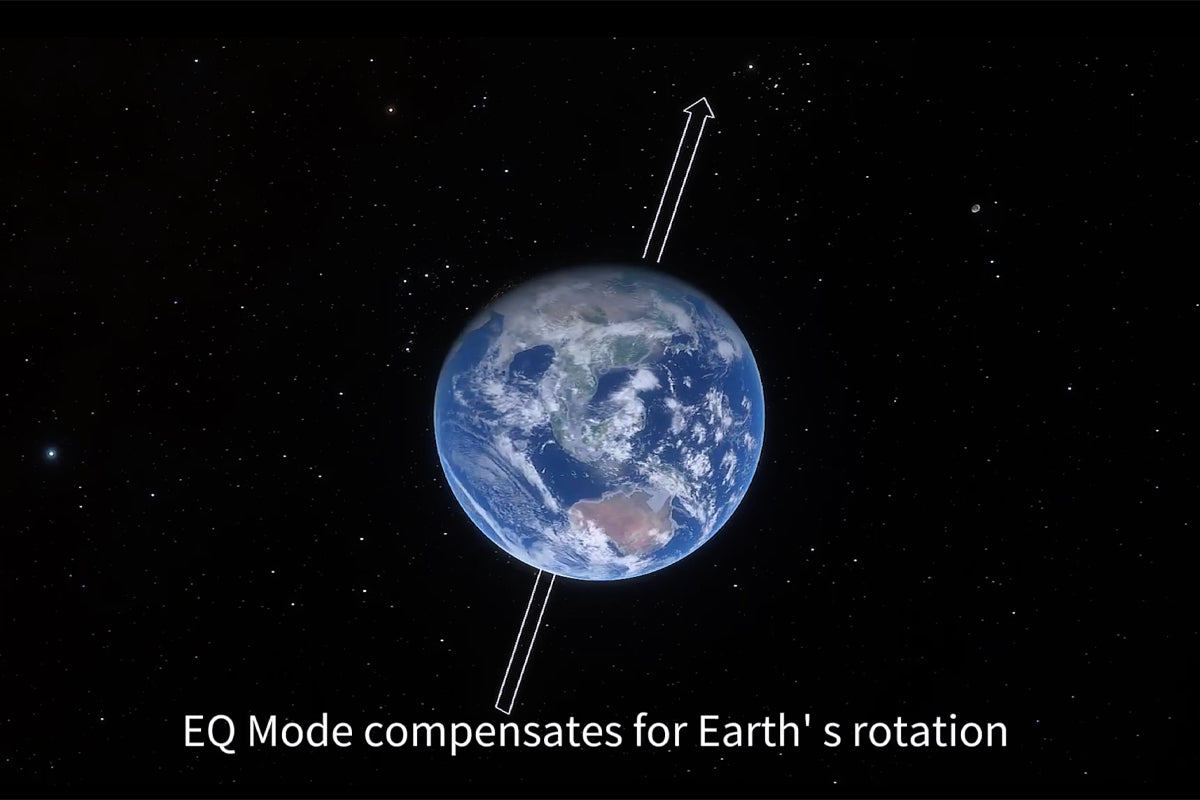 Seestar Equatorial Mode diagram: showing how EQ Mode compensates for Earth's rotation