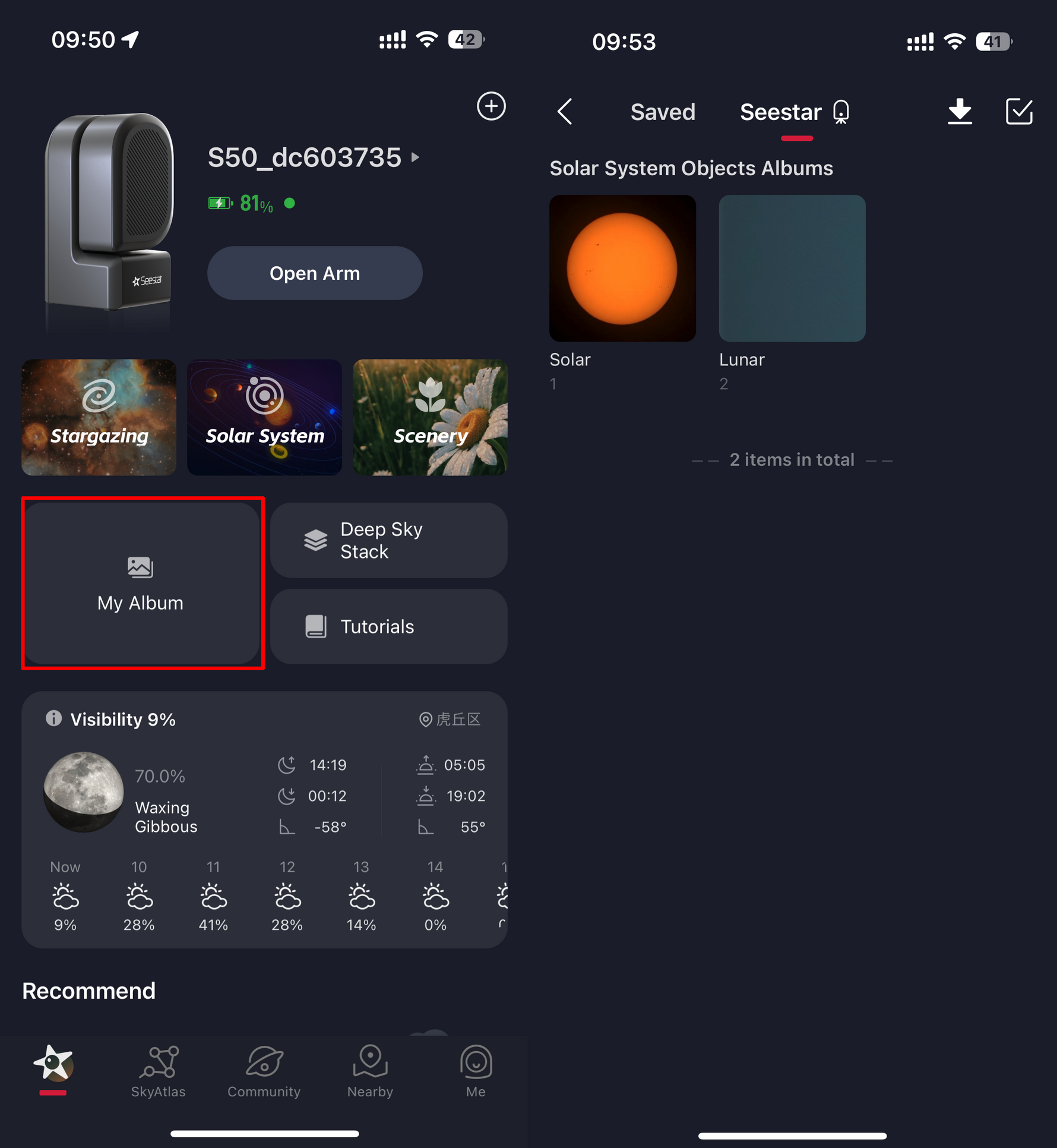 Seestar File Storage Location full tutorial screenshots for finding, downloading and transferring captured astrophotography files