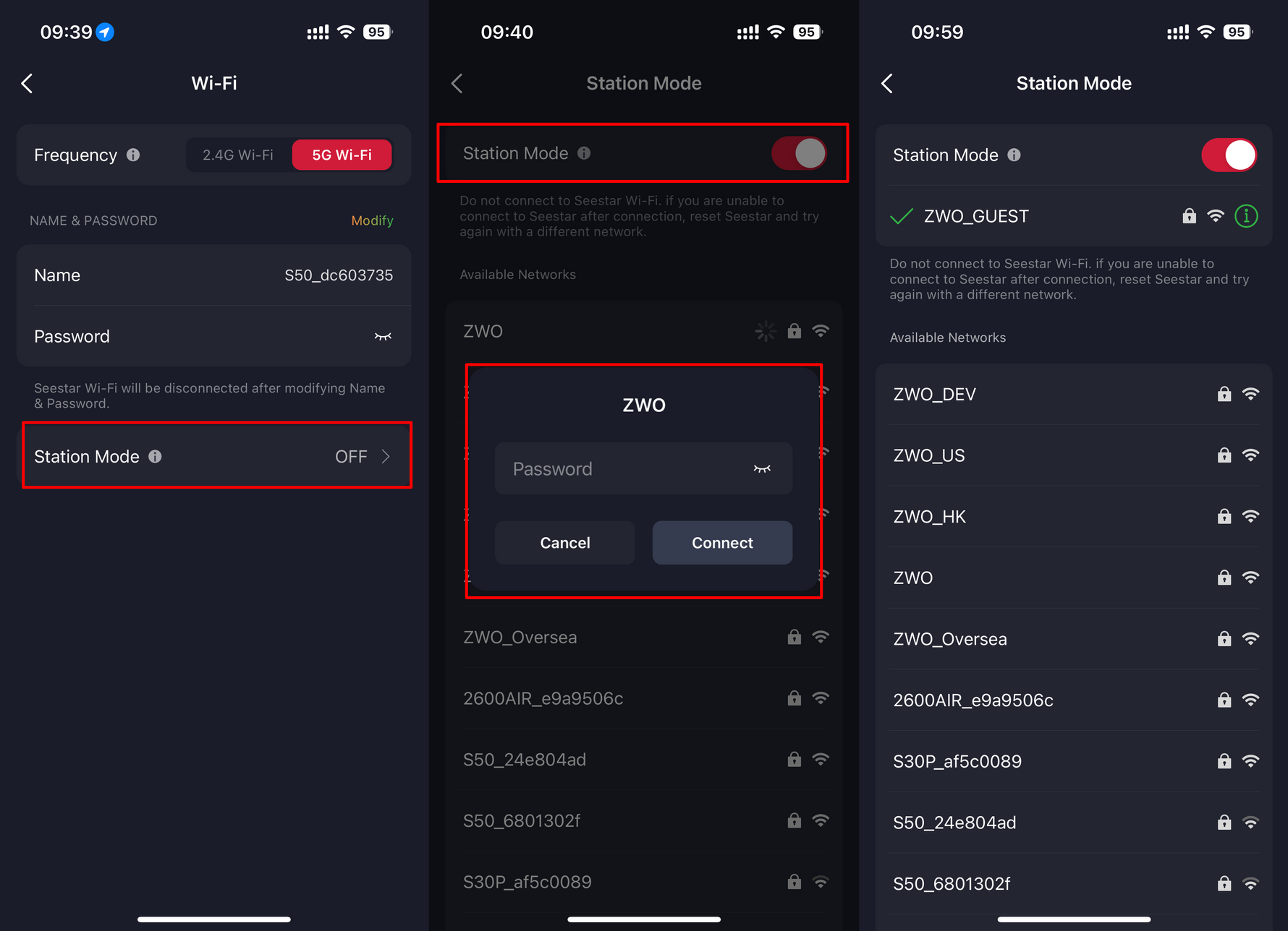 Seestar Station Mode setup steps to enable internet access while filming
