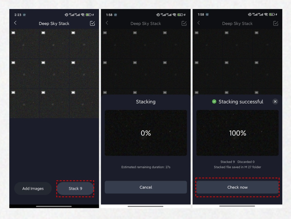 Seestar Deep Sky Stack feature for clearer deep-sky astrophotography