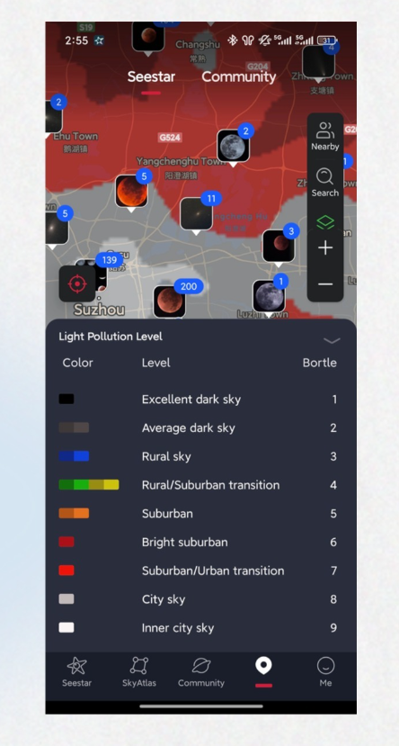 Query Light Pollution Levels with Seestar App (Bortle Scale)